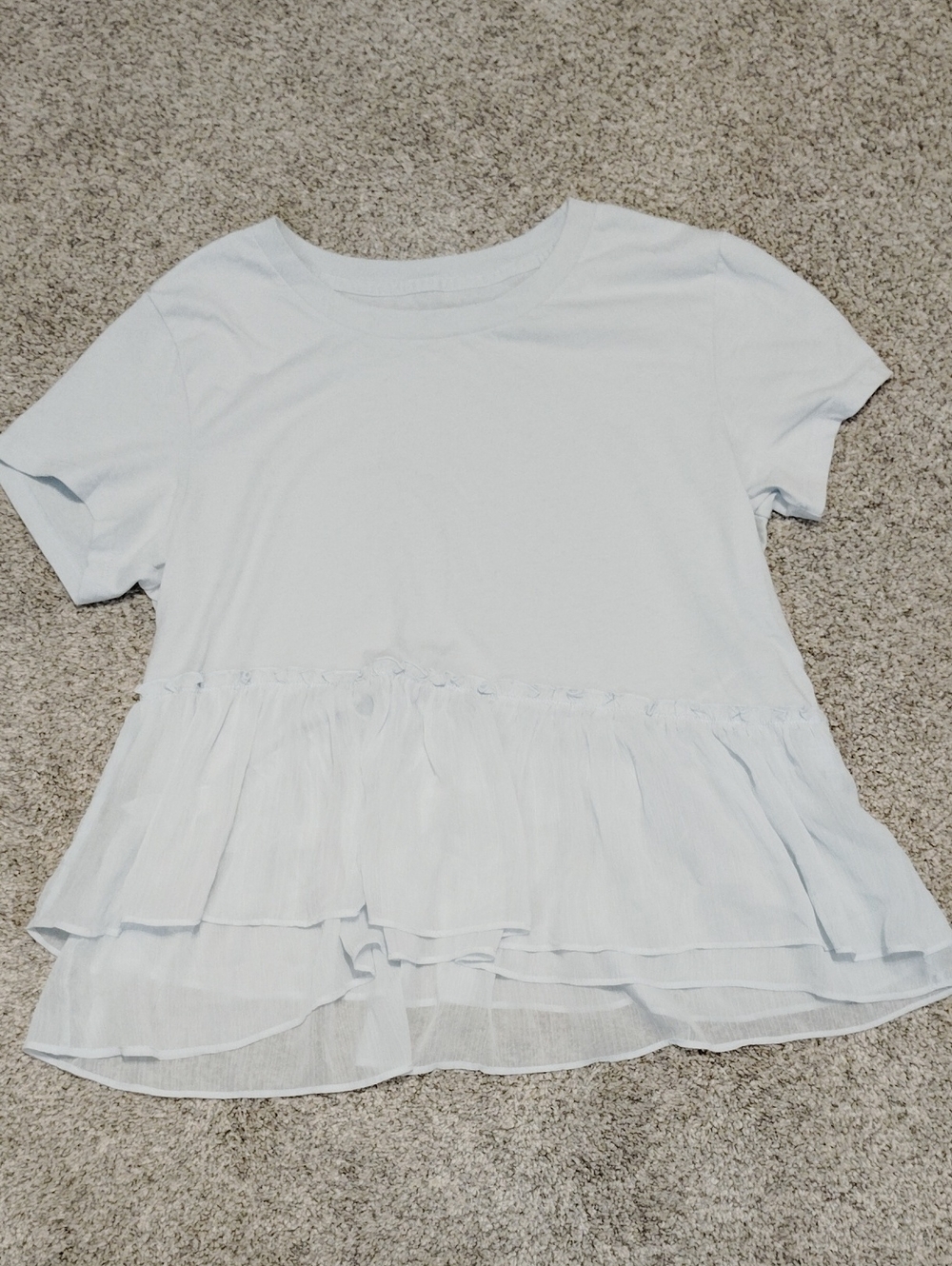 Abercrombie & Fitch Pale Blue Short-Sleeve Ruffle-Hem Tee